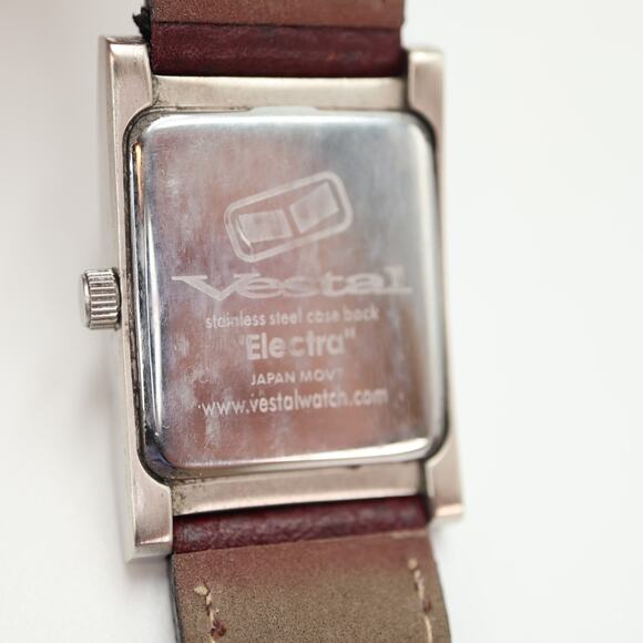 Vestal Electro Women's Tank Watch 24mm Rectangle Black Dial Brown Leather Strap - Picture 16 of 16